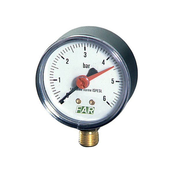 FAR Манометр FAR 1/4" радиальное соединение, 0-6 бар, &Oslash; 63 мм