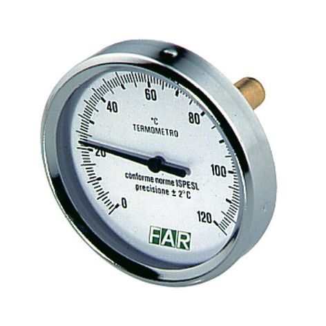 FAR Термометр 0-120°С, зонд 50мм, O 80 мм, торцевое соединение 1/2"