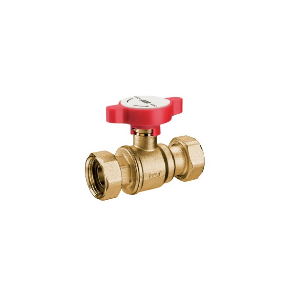 FAR Кран шаровой FAR 1" х 3/4", латунный, с гайками., красная ручка