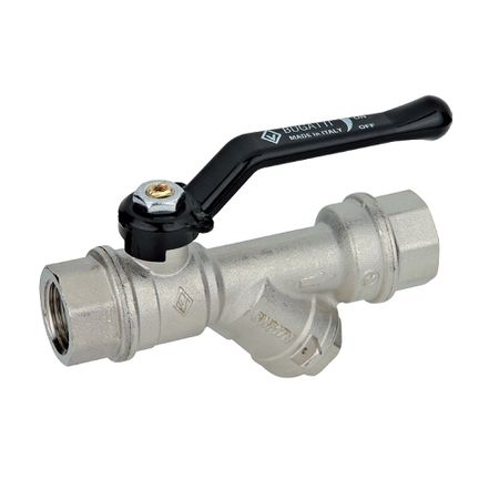 Bugatti Кран шаровой Bugatti Indiana 740 - 3/4" (ВР/ВР, PN20, с фильтром, ручка-рычаг)